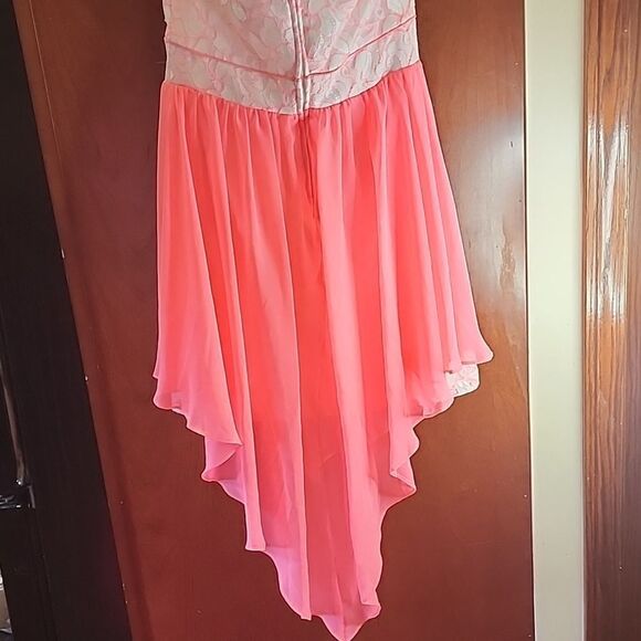 Hot Pink B. DARLIN Shear & Lacy Short Dress - Picture 6 of 10